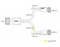 Rear lamp cable with flat cables and straight overmoulding 16V